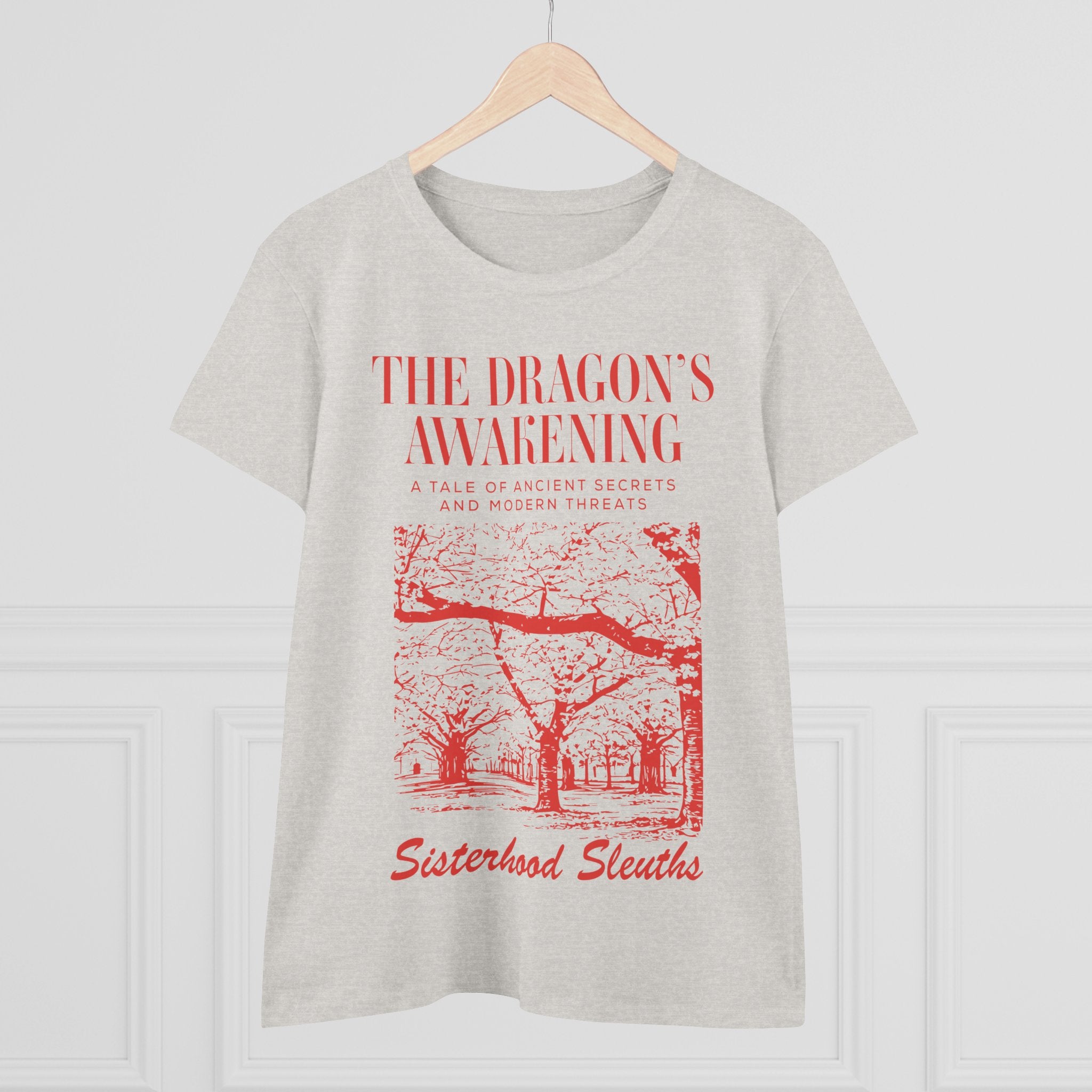 The Dragon’s Awakening Sisterhood Sleuths Tee — Vintage Mystery Book Cover Graphic Shirt