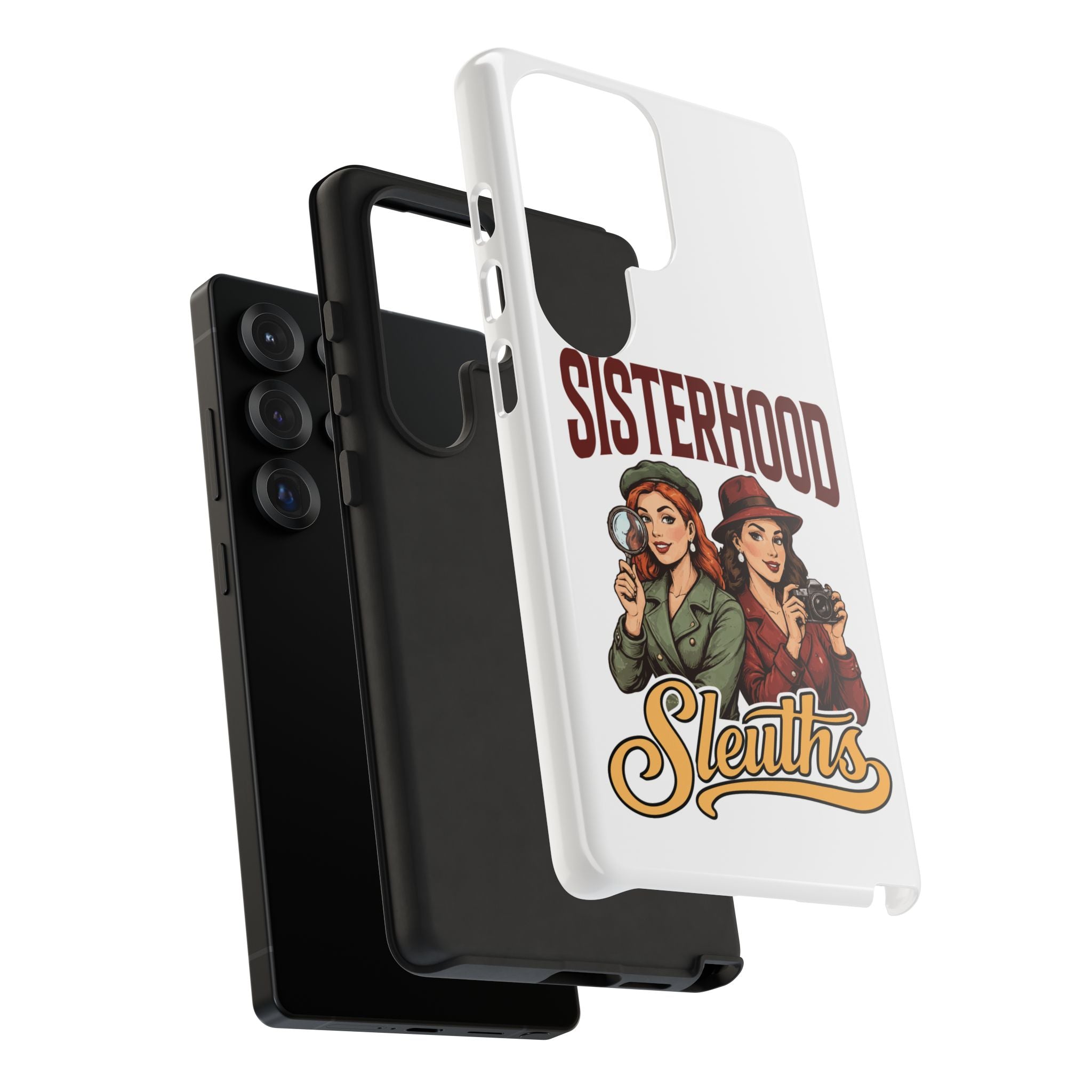 Sisterhood Sleuths Phone Case — Vintage Detective Duo Protective Cover