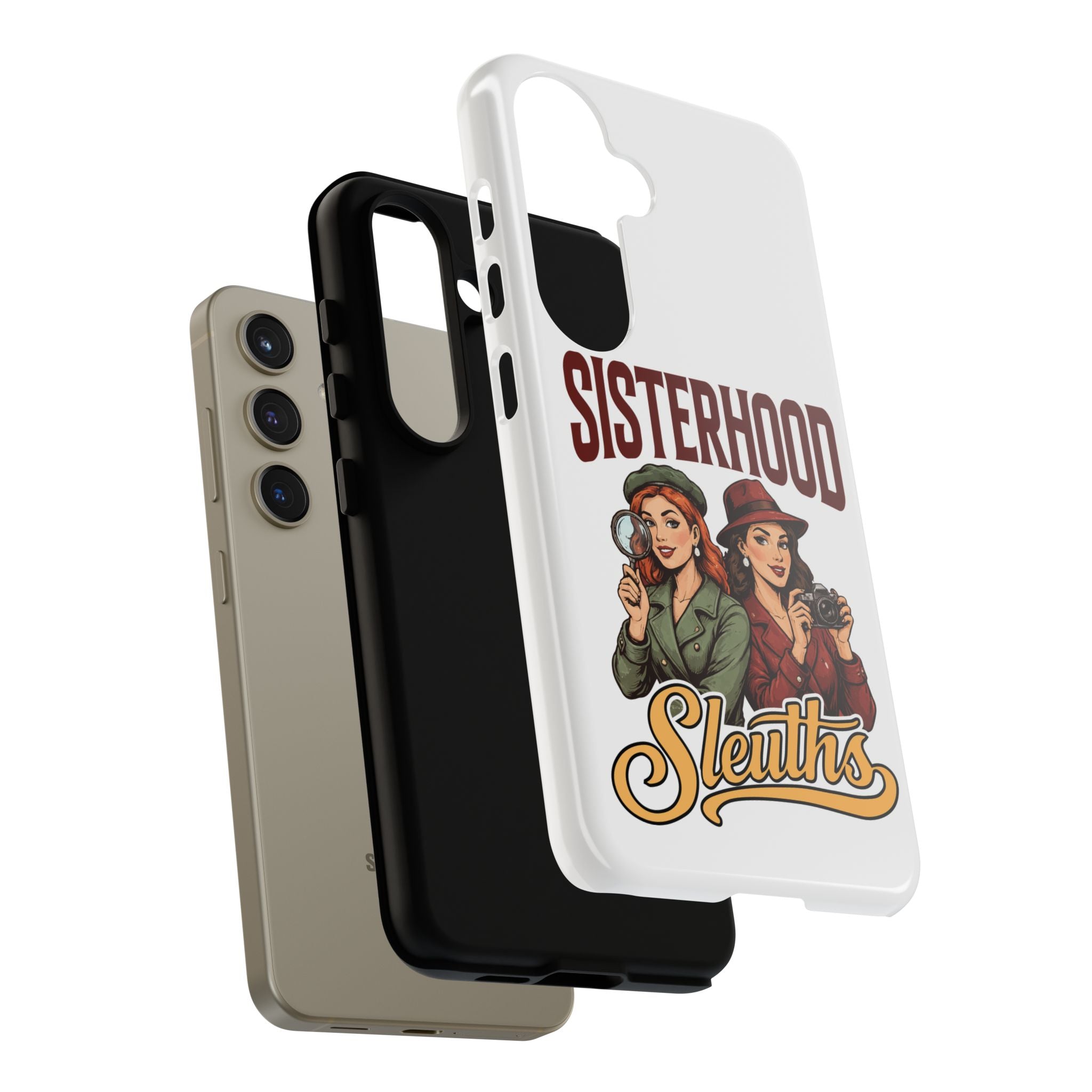 Sisterhood Sleuths Phone Case — Vintage Detective Duo Protective Cover