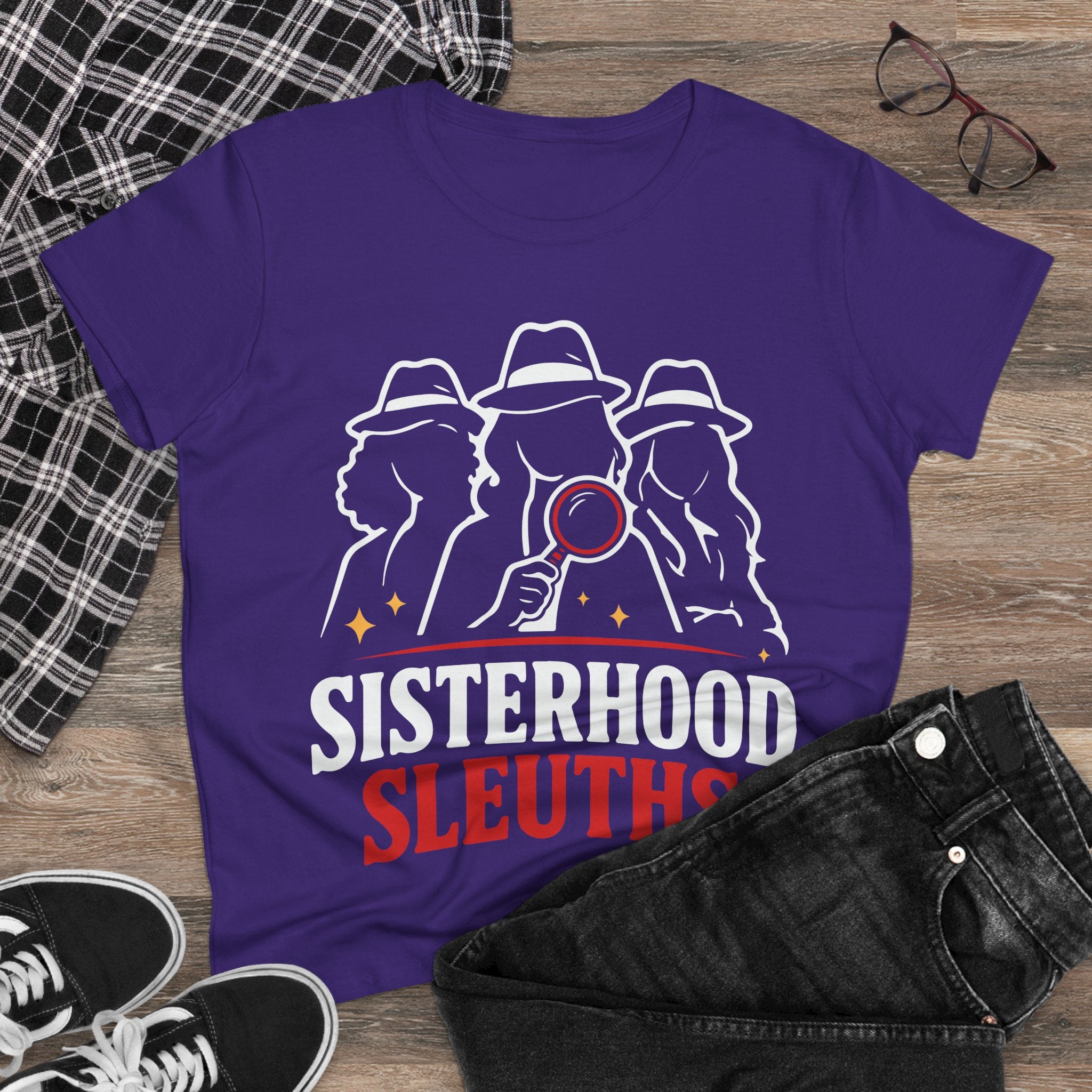 Sisterhood Sleuths Women's Tee - Detective Squad Graphic T-Shirt