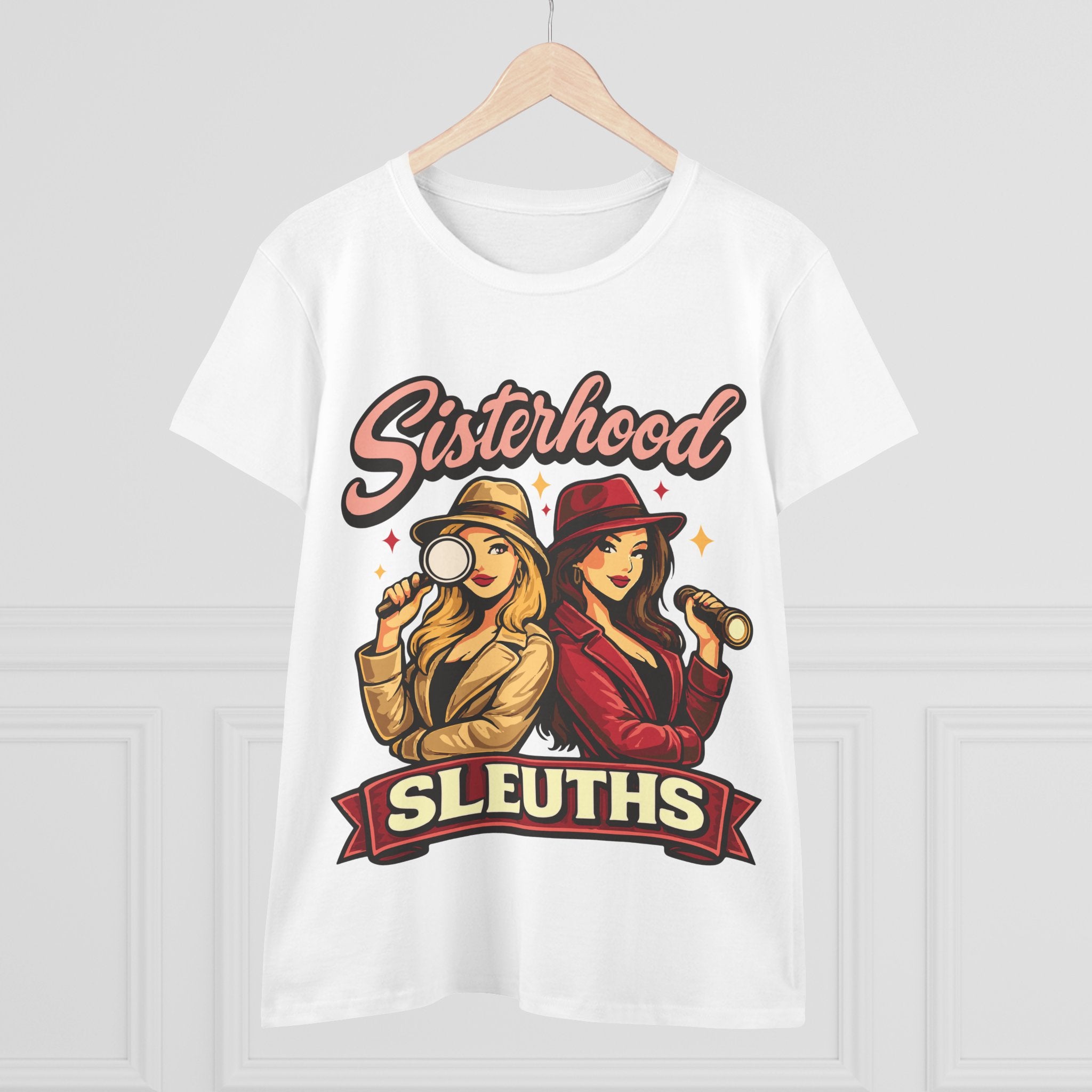 Sisterhood Sleuths Women's Tee — Retro Detective Graphic Shirt