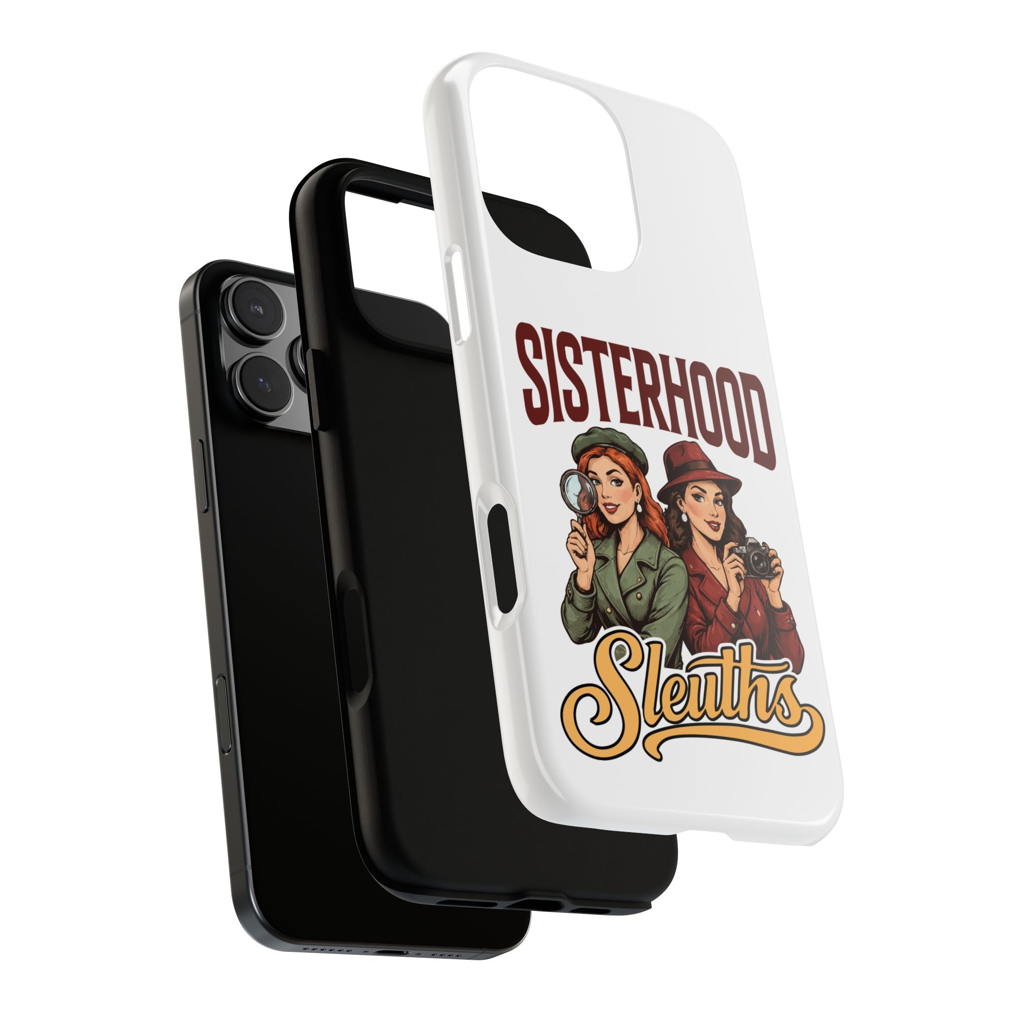 Sisterhood Sleuths Phone Case — Vintage Detective Duo Protective Cover