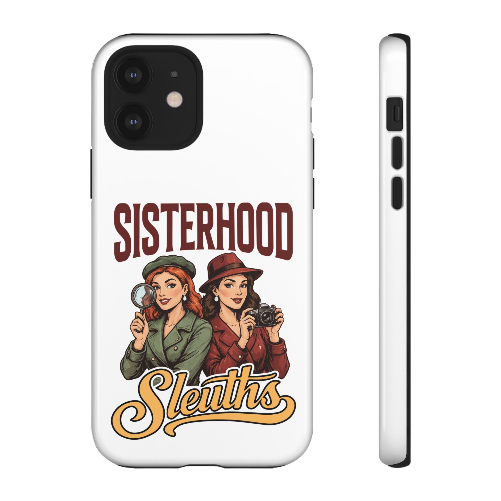Sisterhood Sleuths Phone Case — Vintage Detective Duo Protective Cover